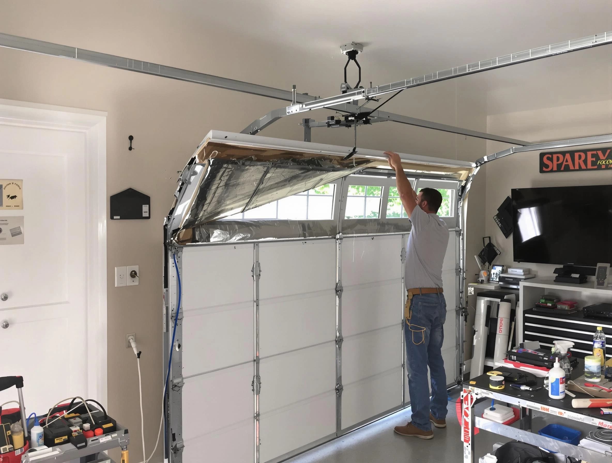 Garage door section replacement by Marlborough Garage Door Repair in Marlborough